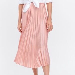 Zara Pink Pleated Midi Skirt